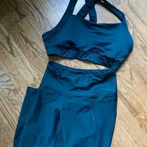 Dark Blue/Teal Matching Workout Set